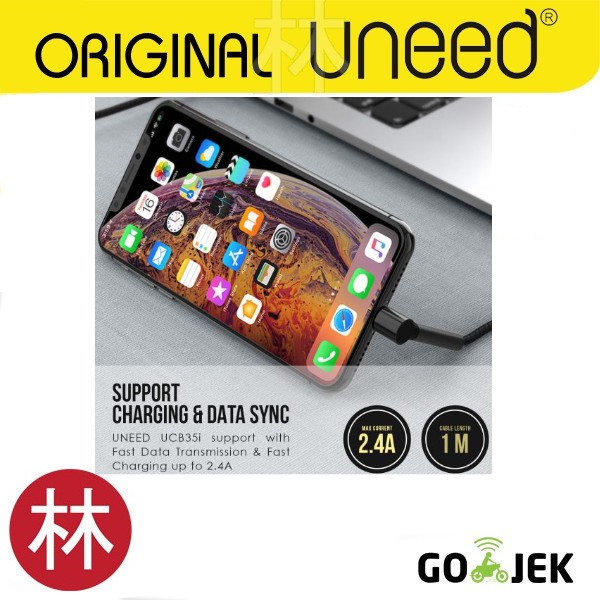 UNEED UCB35i STAND LIGHTNING USB DATA CABLE 1M