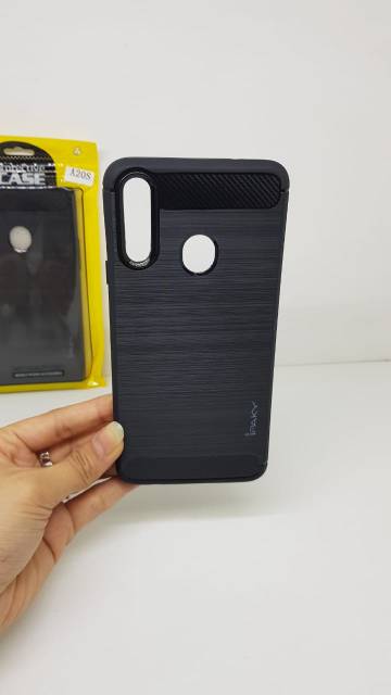 Ipaky Carbon Samsung A20s 6.5 inchi Soft Case Samsung Galaxy A20s A207 Slim Fit Carbon ANTI MELAR