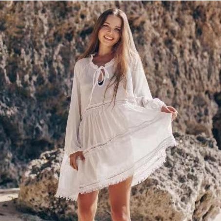 TURUN HARGA beachwear baju pantai outer polos wanita chiffon cover up bikini dress AP103