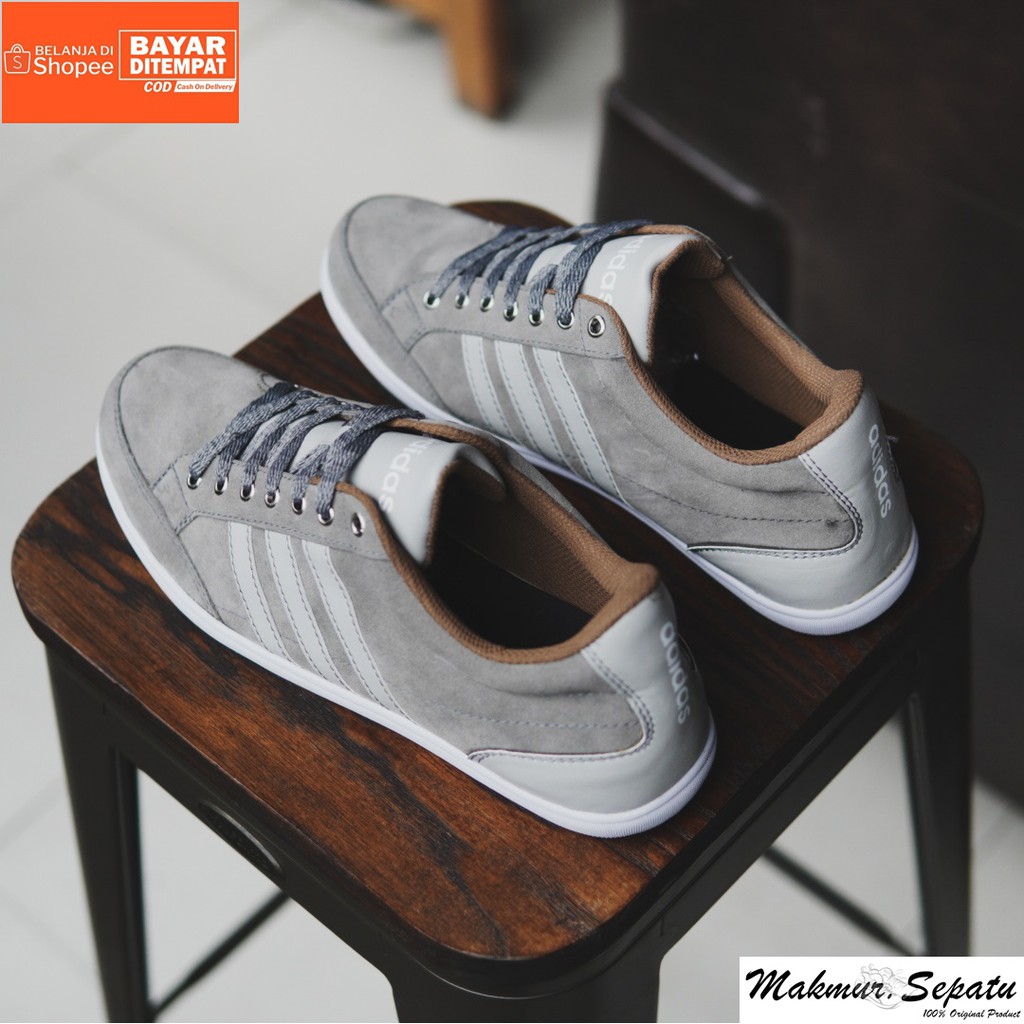 Sepatu Adidas Kapler Grey - Fashion Casual Sneakers Pria Bertali - Kuliah Hengout Keren Kekinian