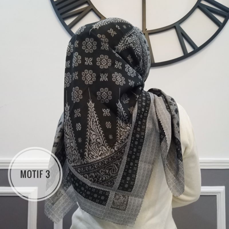 Hijab VOAL PREMIUM Motif Songket 3 Jilbab Segiempat Motif Laser Cut