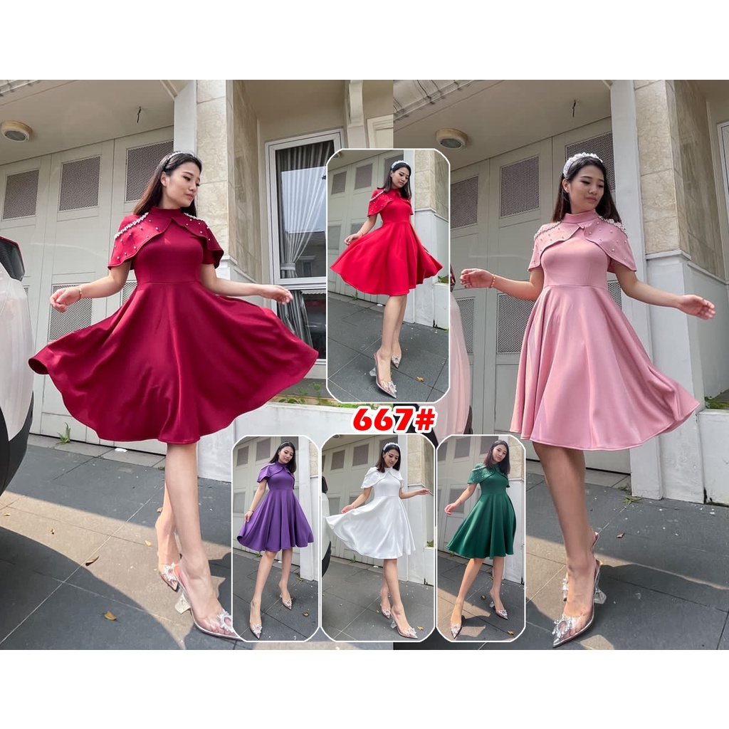 Dress 667/Midi Dress Pesta Scuba Premium / Baju Natal Import Best Seller/ 100%Realpicture