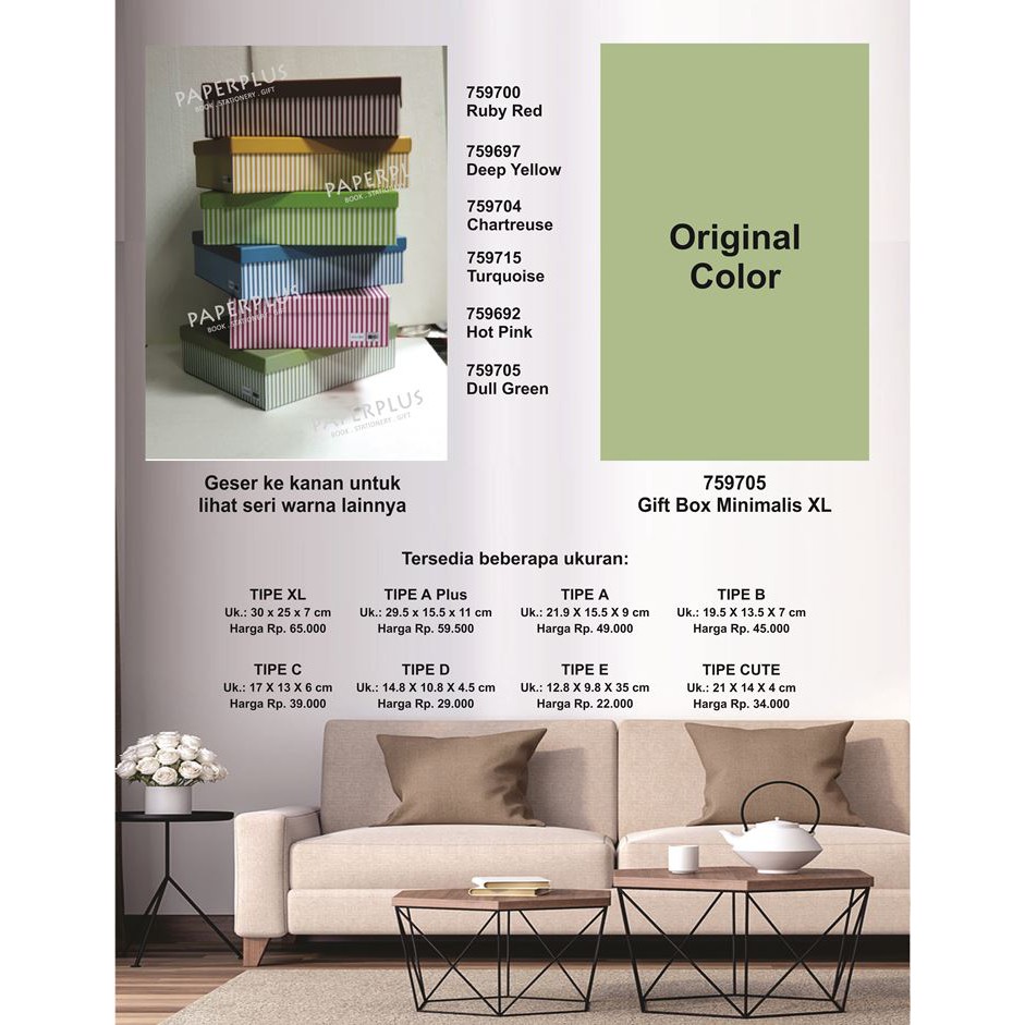 

Kotak kado/Kotak Hadiah/Gift Box Minimalis XL_Garis Spectra Dull Green