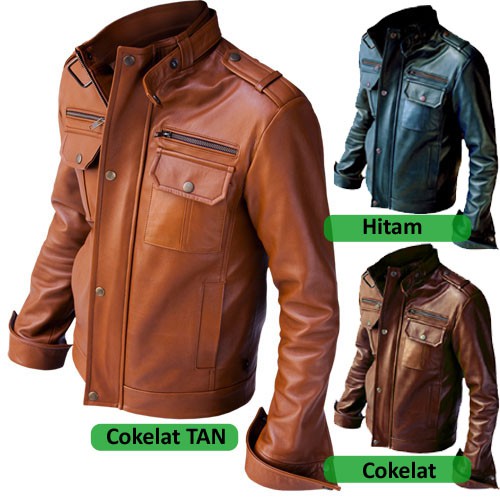 Jaket Semi Kulit Pria Safari Casual Variasi