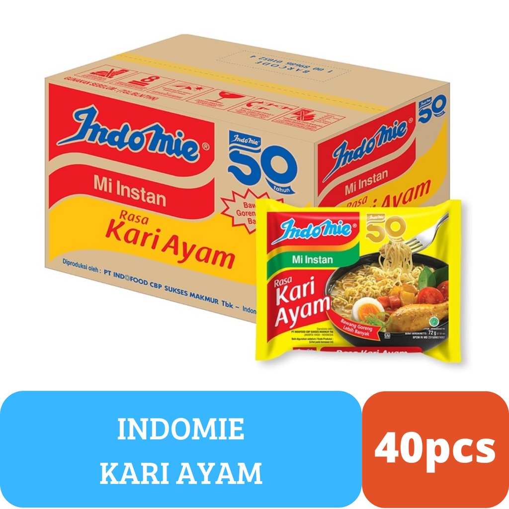 

Indomie 1 Dus Kari Ayam Mie Instant Isi 40 Pcs/ Mie instant Kuah Indomie