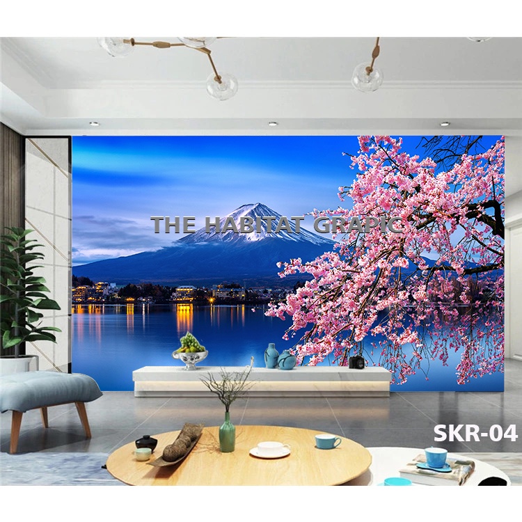 Wallpaper dinding sakura - wallpaper stiker dinding bunga sakura pink - wallpaper pemandangan  Alam 