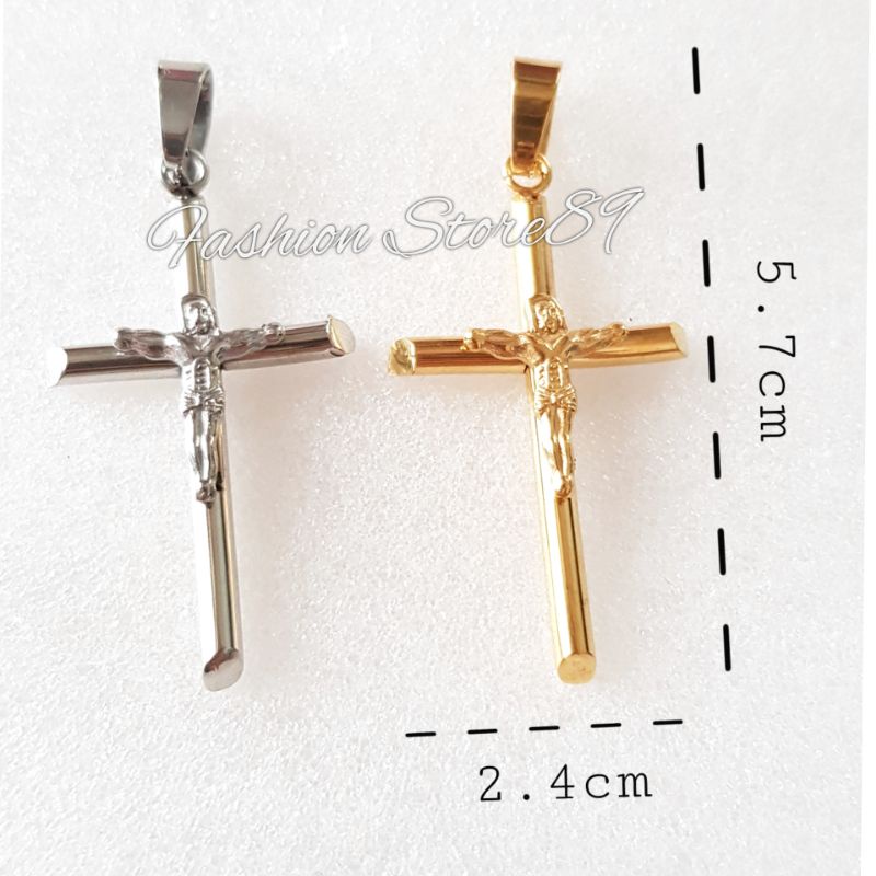 Kalung Salib Jesus Big size Titanium impor Fashion Rohani Salib Jesus Titanium Premium gold silver Pria Wanita Antikarat