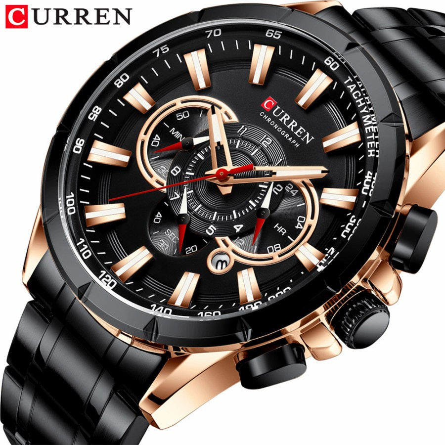 CURREN 8363 Jam Tangan Pria Analog Chronograph Aktif Luminous stainles