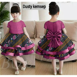 Dress veelicia batik  2  5 tahun  bahan adem tebal baju  pesta 