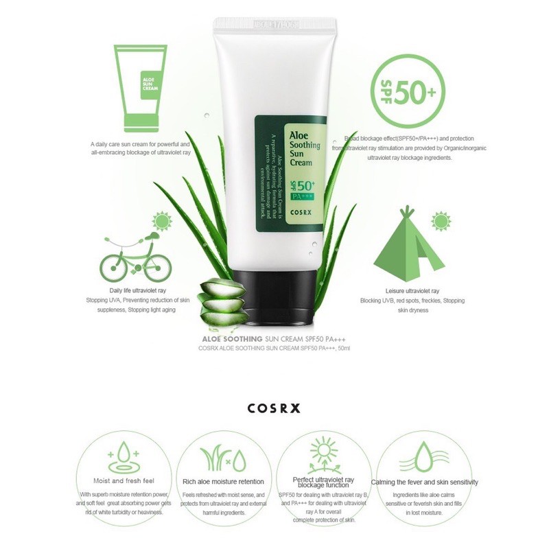 Sunblok COSRX Aloe Soothing Sun Cream SPF50+ PA+++ 50ml