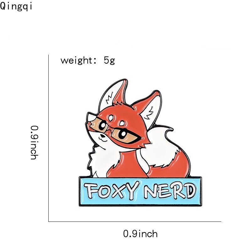 Bros Pin Enamel Bentuk Kartun Hewan Rubah Nerd Untuk Hadiah