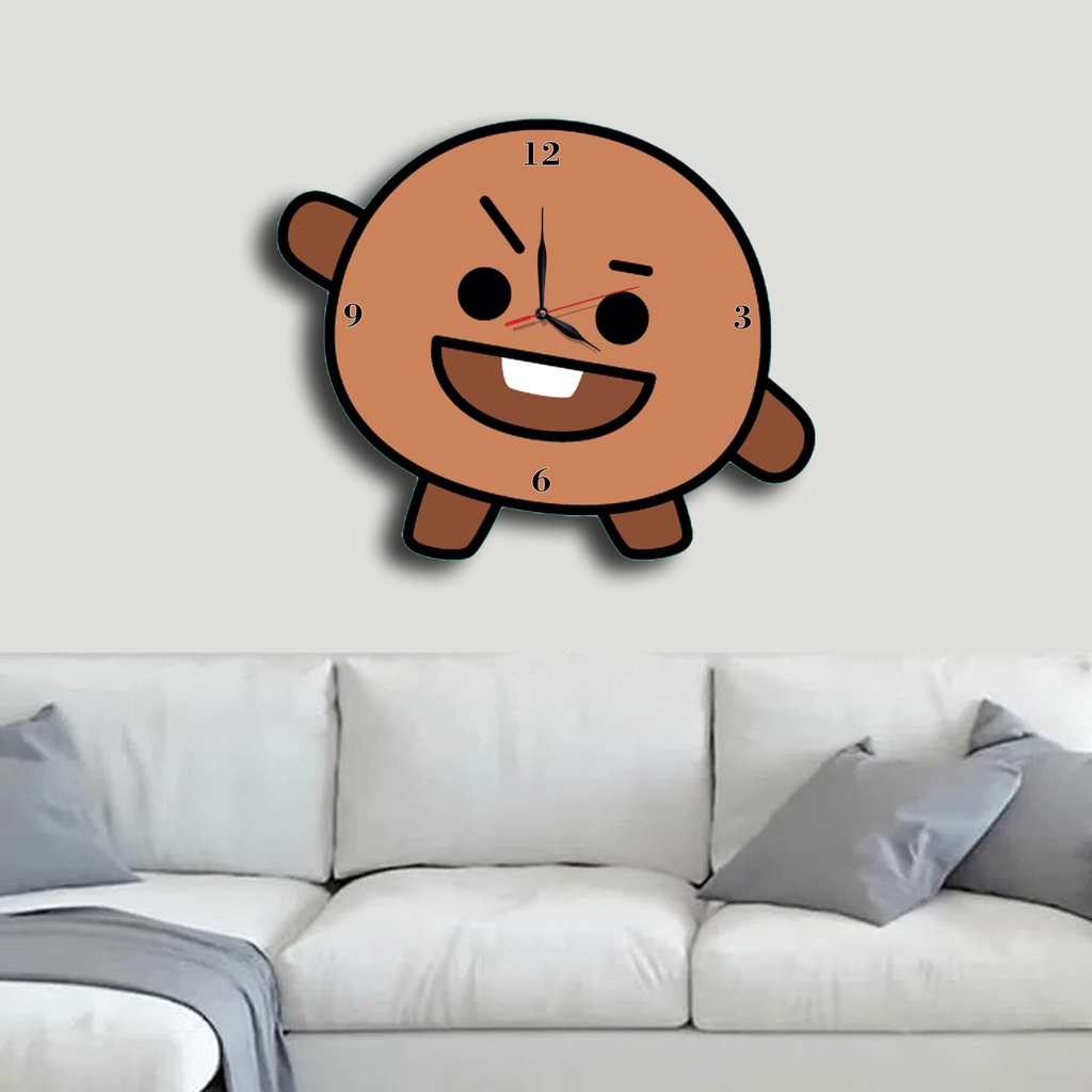 Jam Dinding Pola Unik Design Korea BTS  BT21 Special Edition Free Vintage Box + Baterai rajadekorofficial-Shooky