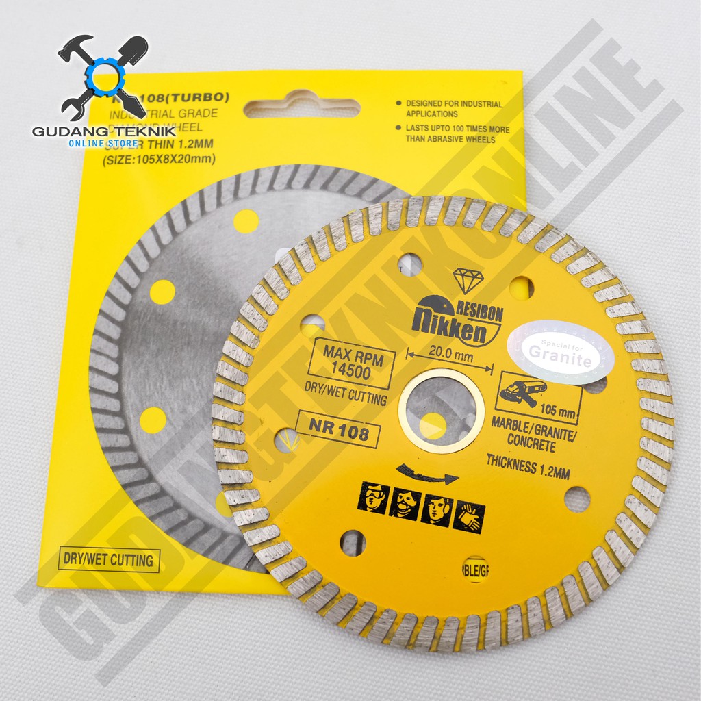 Diamond Wheel Nikken Resibon NR 108 TURBO DBL1104 SUPERTHIN - Mata Potong Keramik-Granit-Marble 1.2mm