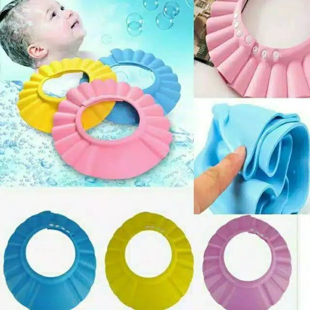 TOPI Keramas Anak SHOWER CAP BAYI / ANAK - Pelindung Mata / Wajah Saat mandi chn