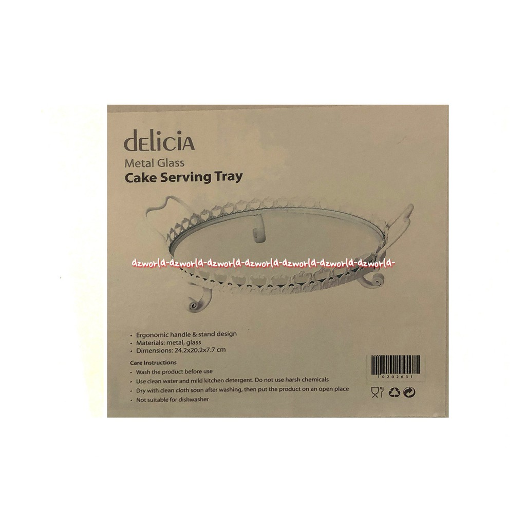 Delicia Metal Glass Cake Serving Tray Tempat Kue Kaca 24cm