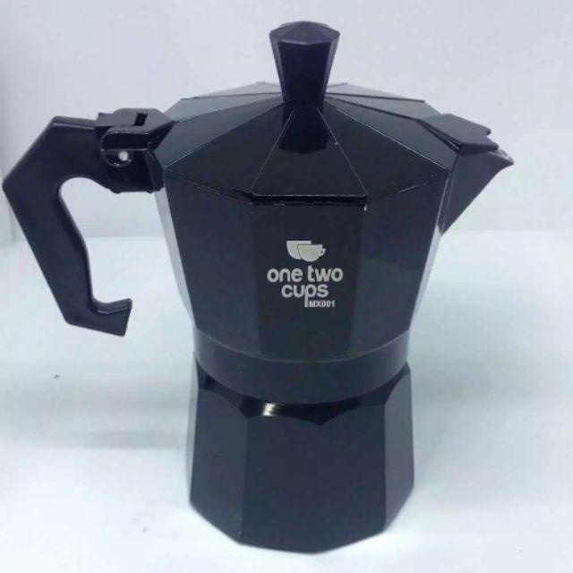 Onetwocups Espresso Coffee Maker Moka Pot Teko Stovetop Filter Mx001 [hitam] [300ml]