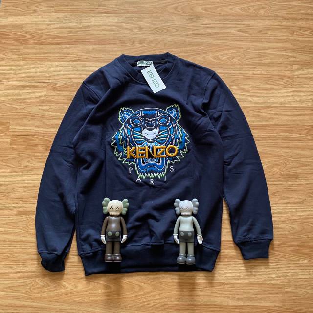 CREWNECK SWEATER KENZO PARIS TIGER HEAD LOGO BORDIR FASHION UNISEX