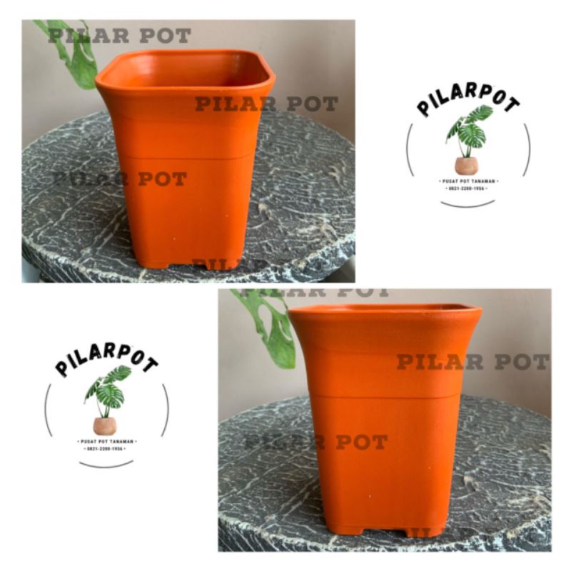 pot bunga tanaman nkt kotak juoss 12cm - NKT KOTAK 12 MERAH BATA