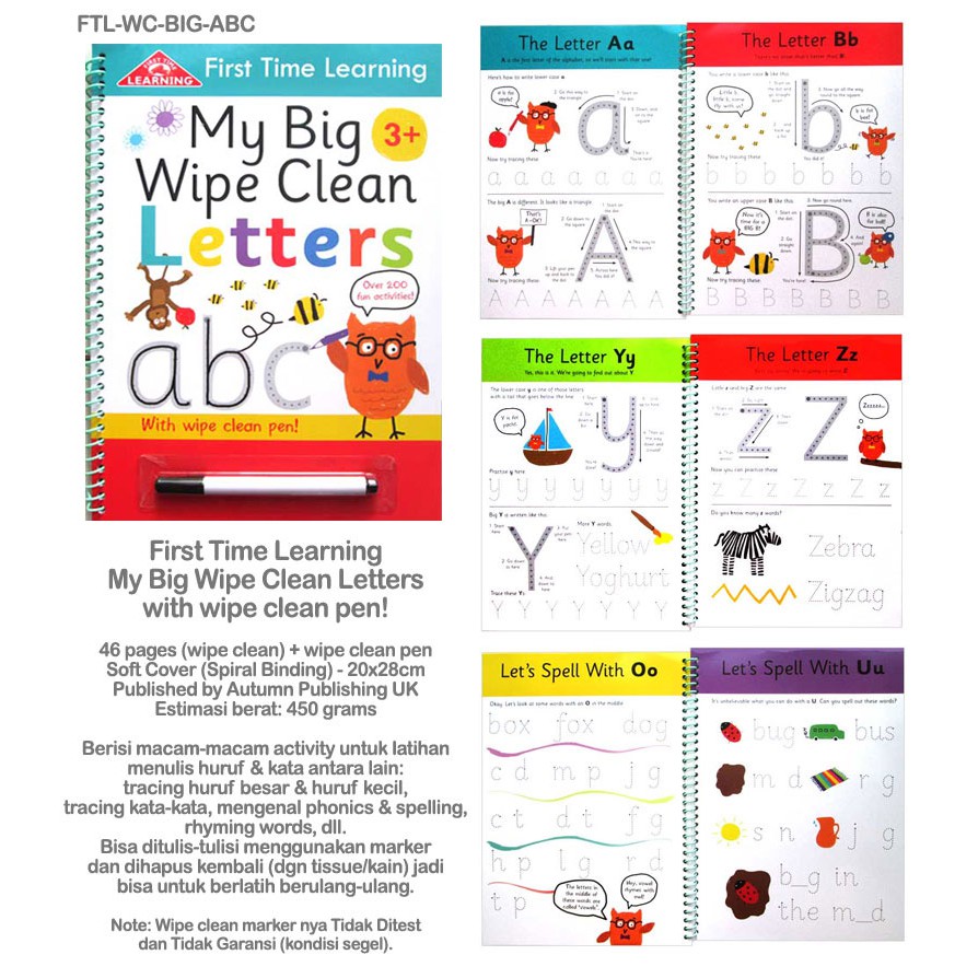 Seri Buku First Time Learning My Big Wipe Clean Activity Books