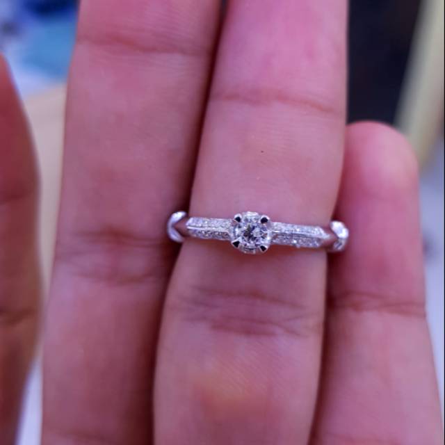 Cincin mata 1 berlian asli ring emas
