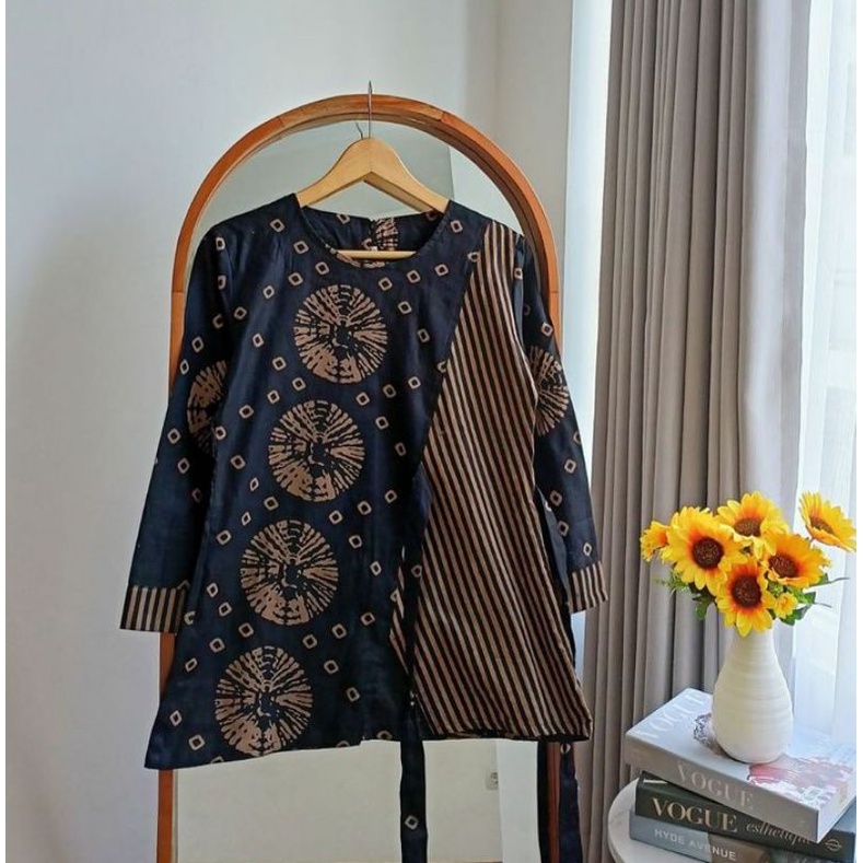 Baju Batik Wanita Modern Atasan Blouse Batik Kerja Kantor Wanita Seragam Batik Alina M L XL XXL