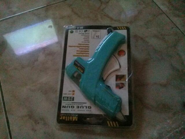 Paket Glue Gun 20 Watt Mollar - Biru & 9 Pcs Refill Stick Lem Tembak