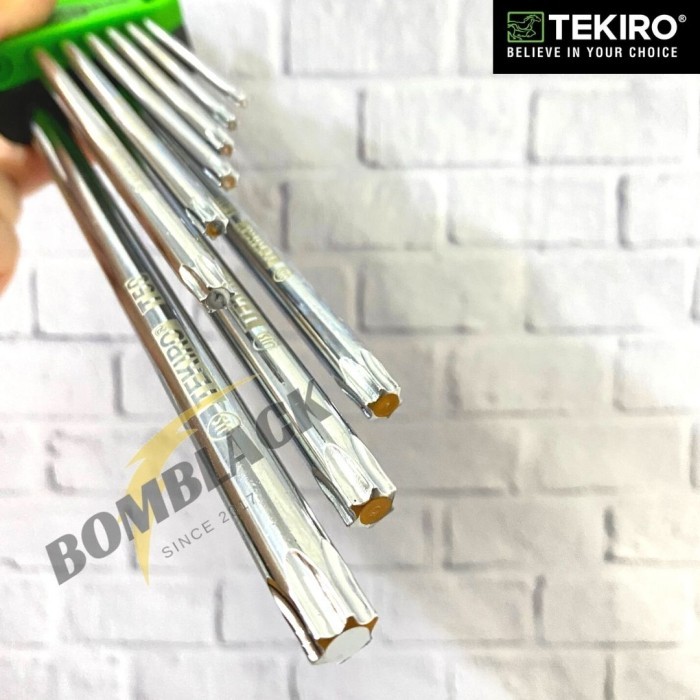 TEKIRO Kunci L Bintang Set 9 pcs T10 - T50 Tanpa Lubang 9 Torx Key Set