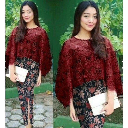 Kebaya Modern Hijab Remaja Style Modis Cantik Brokat Aurora Two Tone