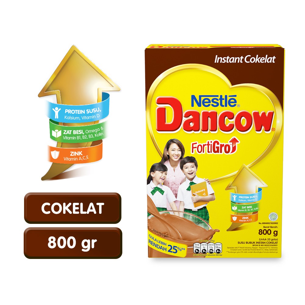 DANCOW Fortigro Susu Bubuk Instant Cokelat Box 800g