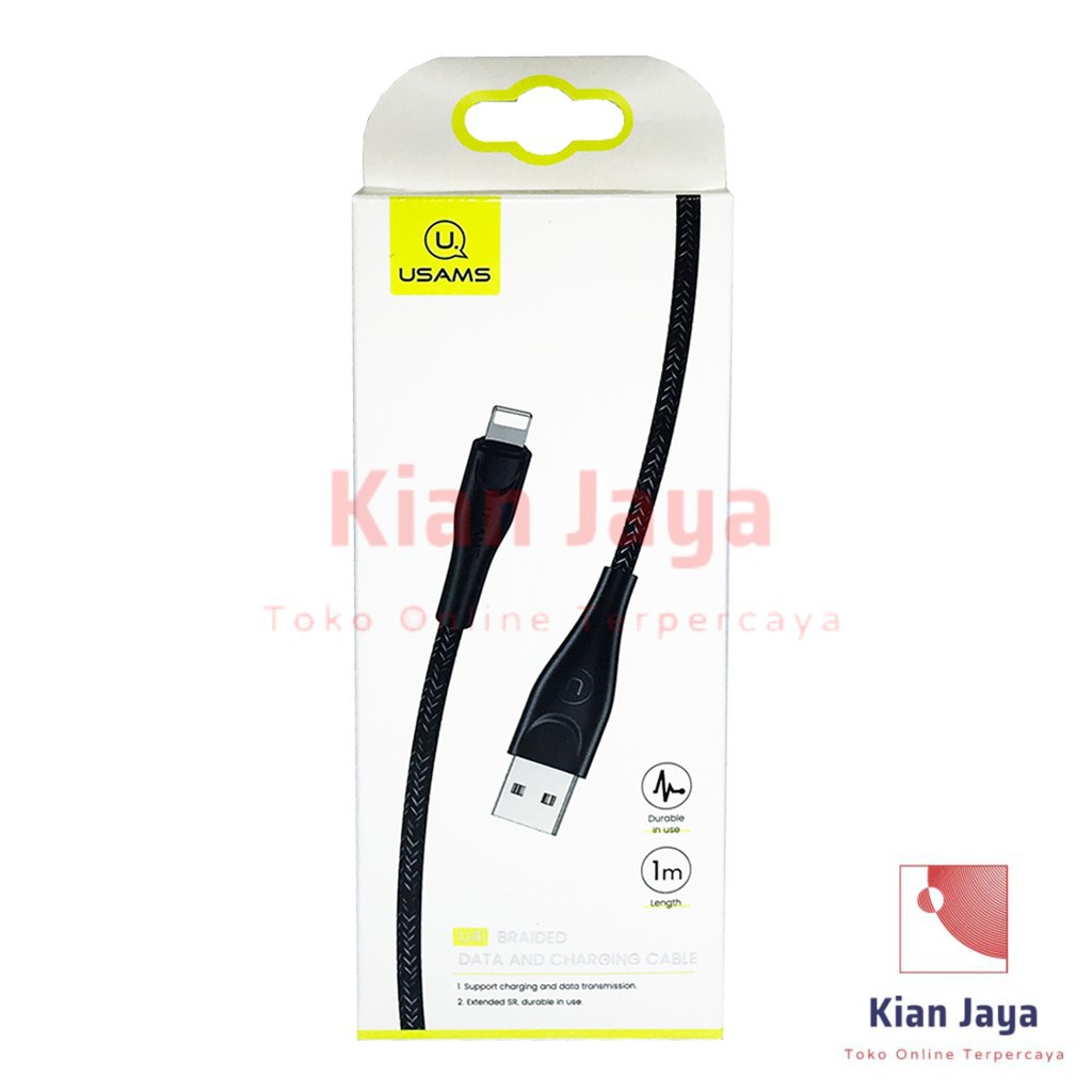 Usams Kabel Data iPhone Lightning Port Cable Support Fast Charging dan Data Transmission Original