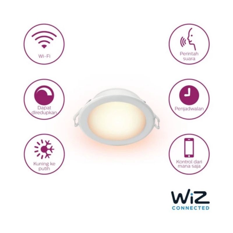 Lampu Philips Smart Wifi LED Downlight 17W - Tunable White (Putih) 17 Watt Panel Ib Bluetooth Hias Plafon Ceiling SNI Original Garansi Resmi Pintar WIZ app