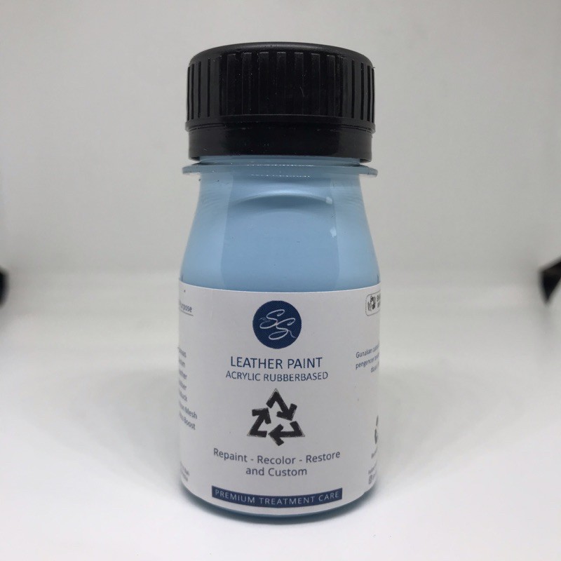 Cat Sepatu Kulit SS Leather Paint - Acrylic Rubber Cat Midsole, Rubber, Boost - Cat Tas Jaket Kulit-Baby Blue