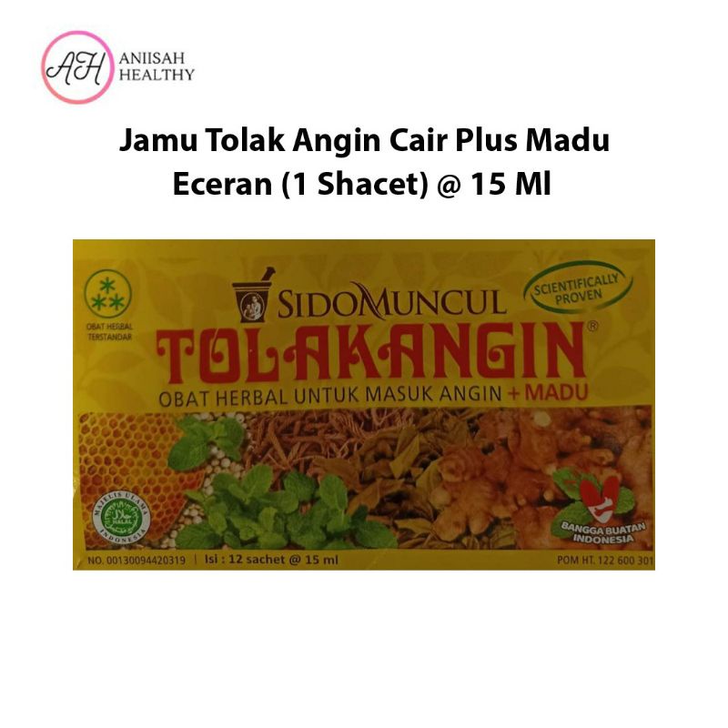 Herbal Tolak Angin Cair Plus Madu Eceran ( 1 Shacet) @ 15 Ml