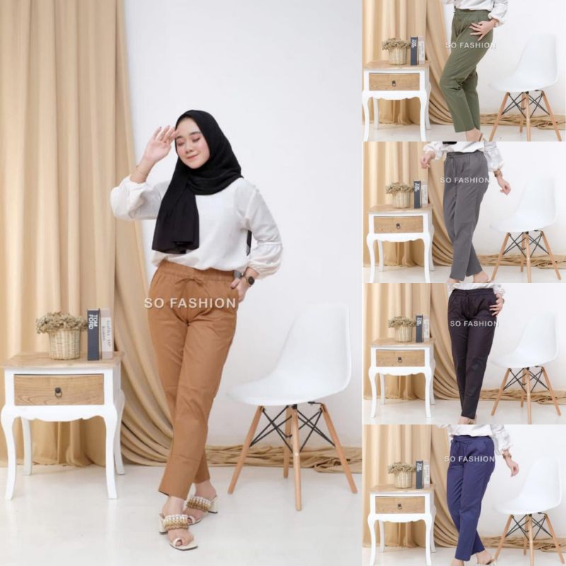 celana wanita casual katun strech