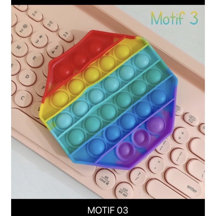 POP IT RAINBOW KEKINIAN MAINAN ANAK KARAKTER RAINBOW VIRAL PUSH POP BUBBLE MAINAN-BENUA DUNIA-Motif 03
