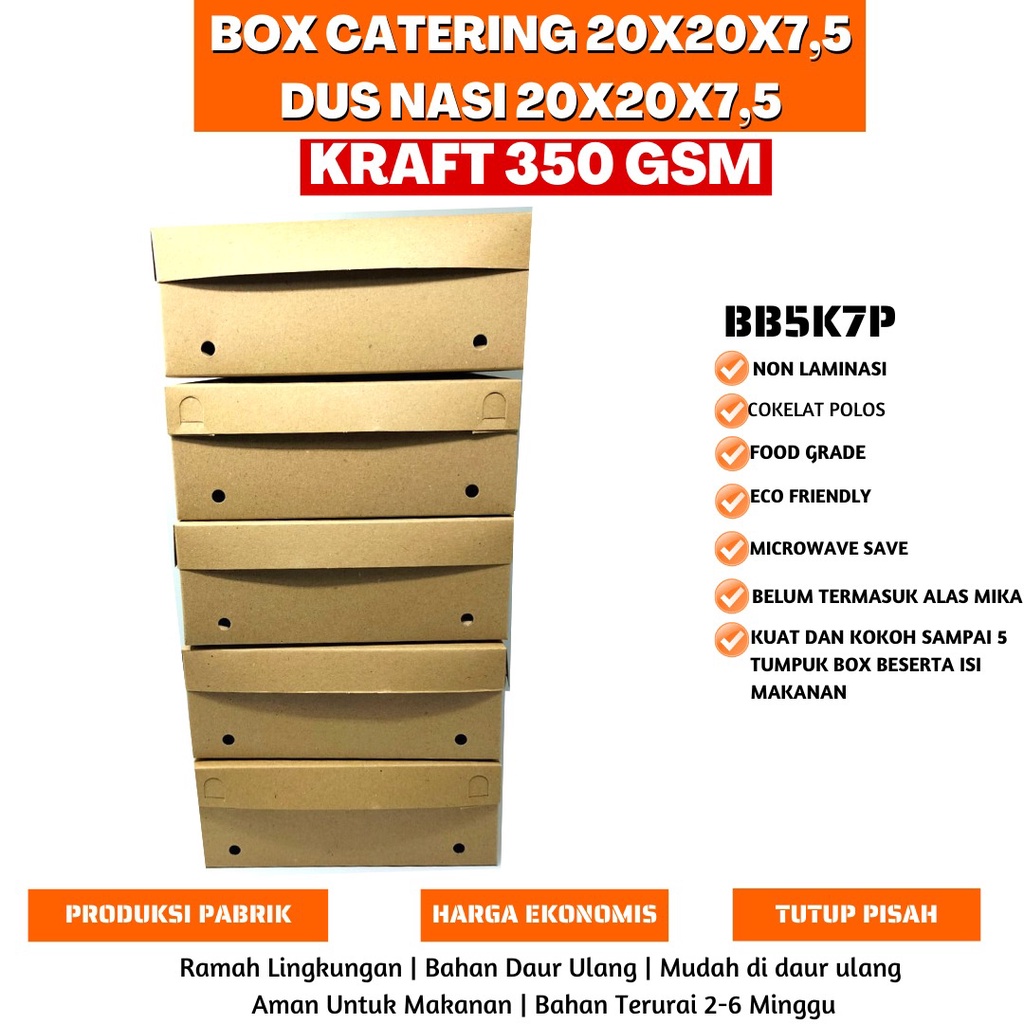 Dus Nasi 20x20 Tebal 350 GSM Box Nasi (BB5K7P-Non Laminasi)
