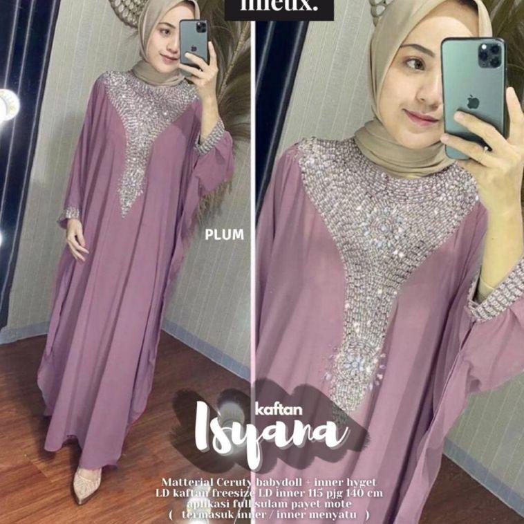 Grosir Kaftan Wanita terbaru kekinian 2022 full Sulam Payet "Isyana Kaftan" real pict Ori by Mieux, 