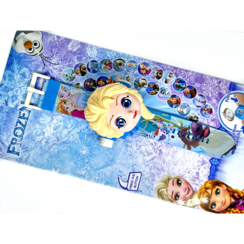 Super Murah! JAM TANGAN ANAK PEREMPUAN FROZEN ELSA ANNA DIGITAL PROYEKTOR JUMBO