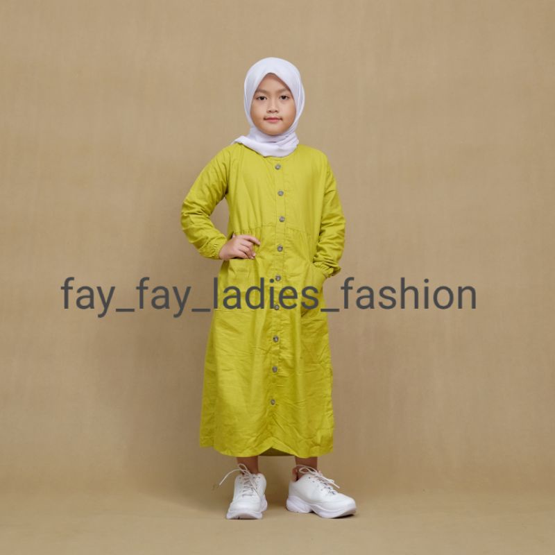 Midi Dress Anak Katun Linen Rami Premium