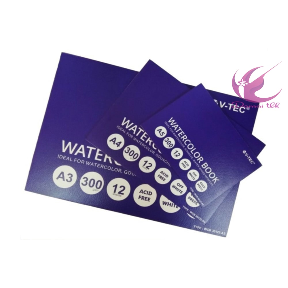 

Water Color Book A4 WCB 30122 V-Tec 300 gsm 12 Sheet
