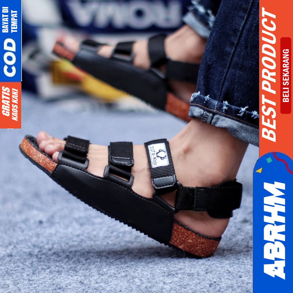 ABRHM - SANDAL PRIA SLIDE SANTAI KASUAL SEMI KULIT KJ001