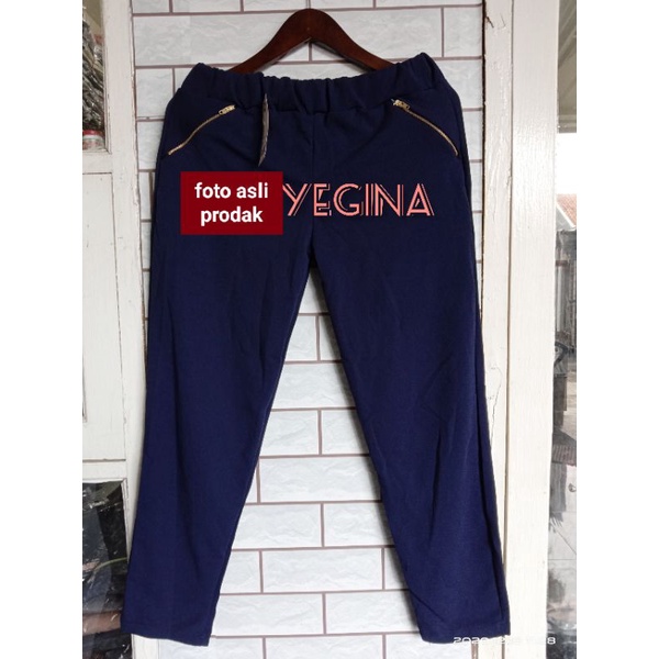 LUNA PANTS SUPER JUMBO ZIPPER RESLETING  XXL fit XXXXXXL . Celana Panjang Katun Zipper Jumbo yegina