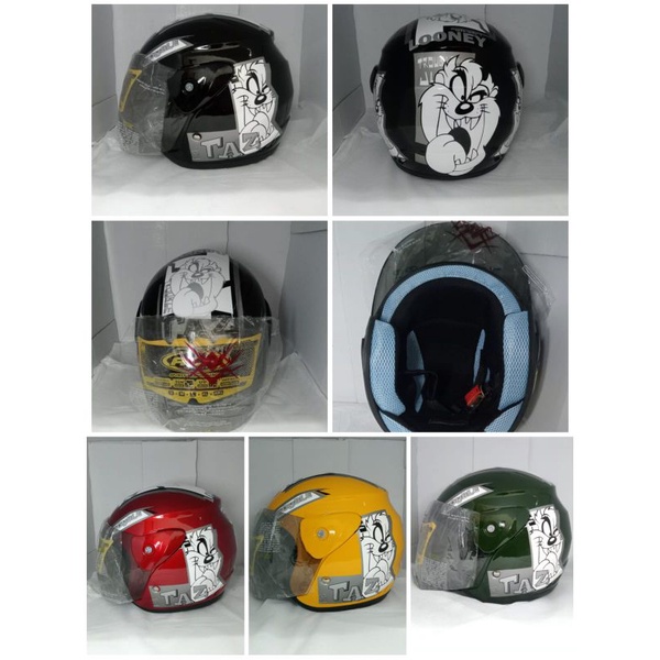 HELM HALF FACE EVOLUTION MOTIF TAZMANIA MURAH MIRIP EVO GM