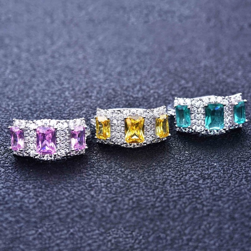 New Luxury Moissanite Colorful Crystals Ring