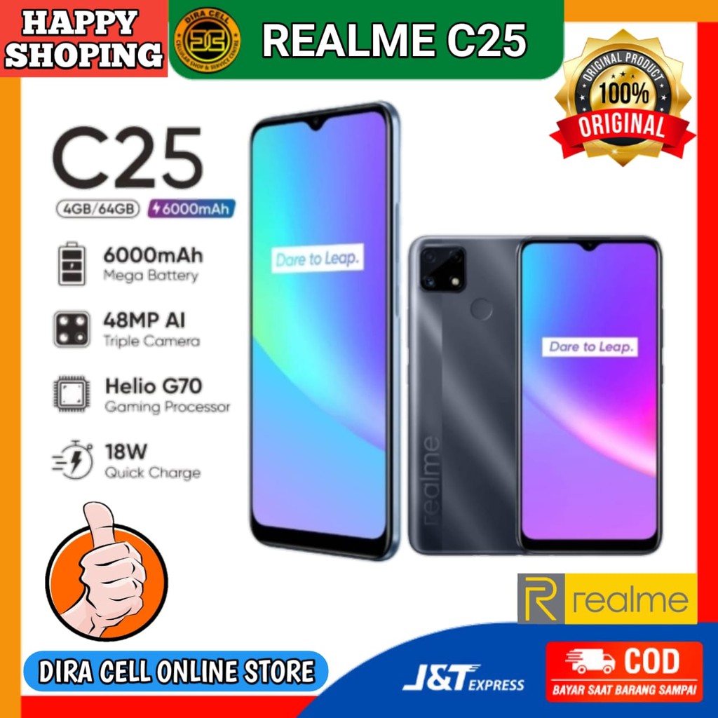 Hanphone REALME terbaru hp REALME C25 RAM 4GB 64GB garansi resmi 1 tahun