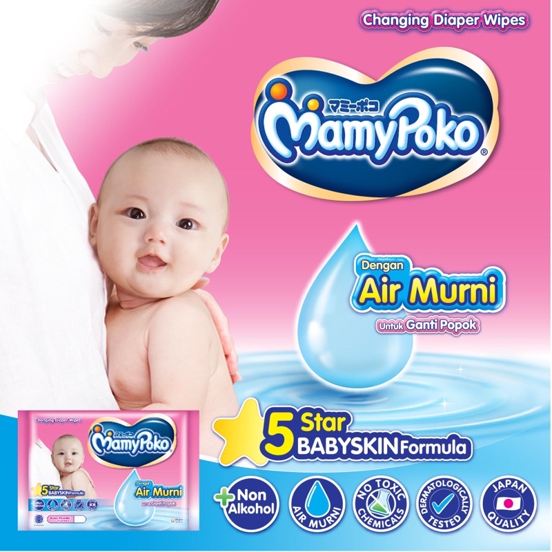 Mamypoko Baby Wipes Air Murni Non Fragrance Mamipoko Tisu Basah Bayi