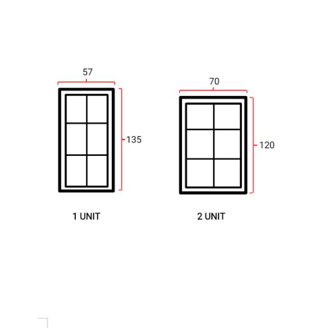 Jendela Aluminium Ornamen 70x120 2Unit & 57x135 1Unit
