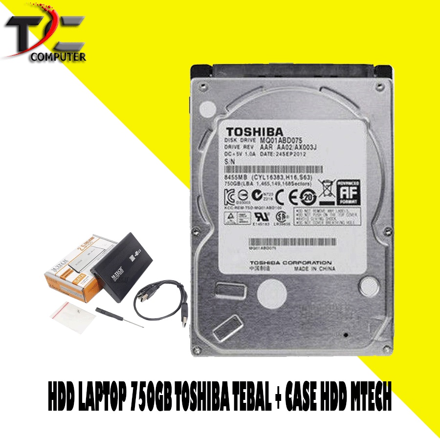 HARDDISK Laptop 2.5&quot; 750GB MERK CAMPUR TEBAL + casing eksternal