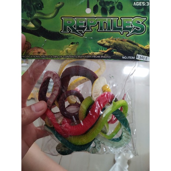 reptiles/ mainan anak hewan karet ular elastis karet bagus