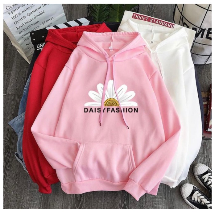 HOODIE WANITA DAISY FASHION FLEECE TEBAL PREMIUM TERBARU,